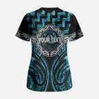 Aotearoa Ngati Kahungunu Personalised Scrub Top Maori Iwi Poutama Puhoro Tattoo