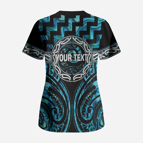 Aotearoa Ngati Kahungunu Personalised Scrub Top Maori Iwi Poutama Puhoro Tattoo