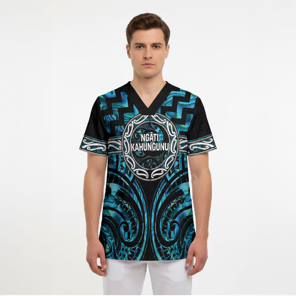 Aotearoa Ngati Kahungunu Personalised Scrub Top Maori Iwi Poutama Puhoro Tattoo
