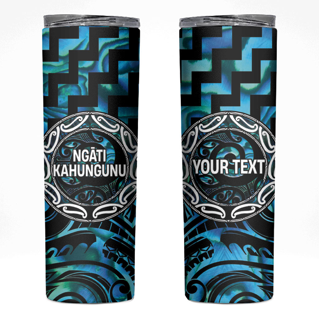 Aotearoa Ngati Kahungunu Personalised Skinny Tumbler Maori Iwi Poutama Puhoro Tattoo
