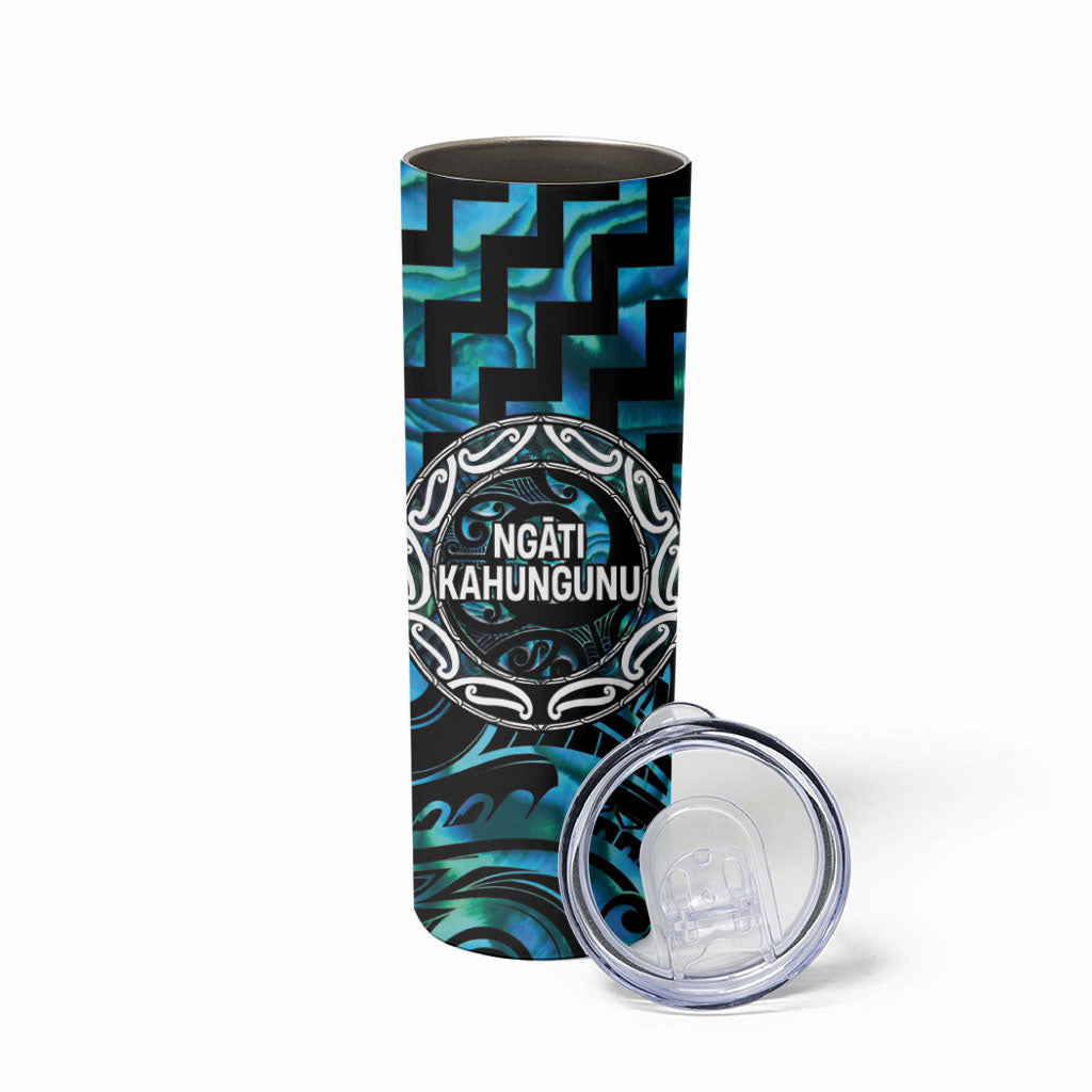 Aotearoa Ngati Kahungunu Personalised Skinny Tumbler Maori Iwi Poutama Puhoro Tattoo