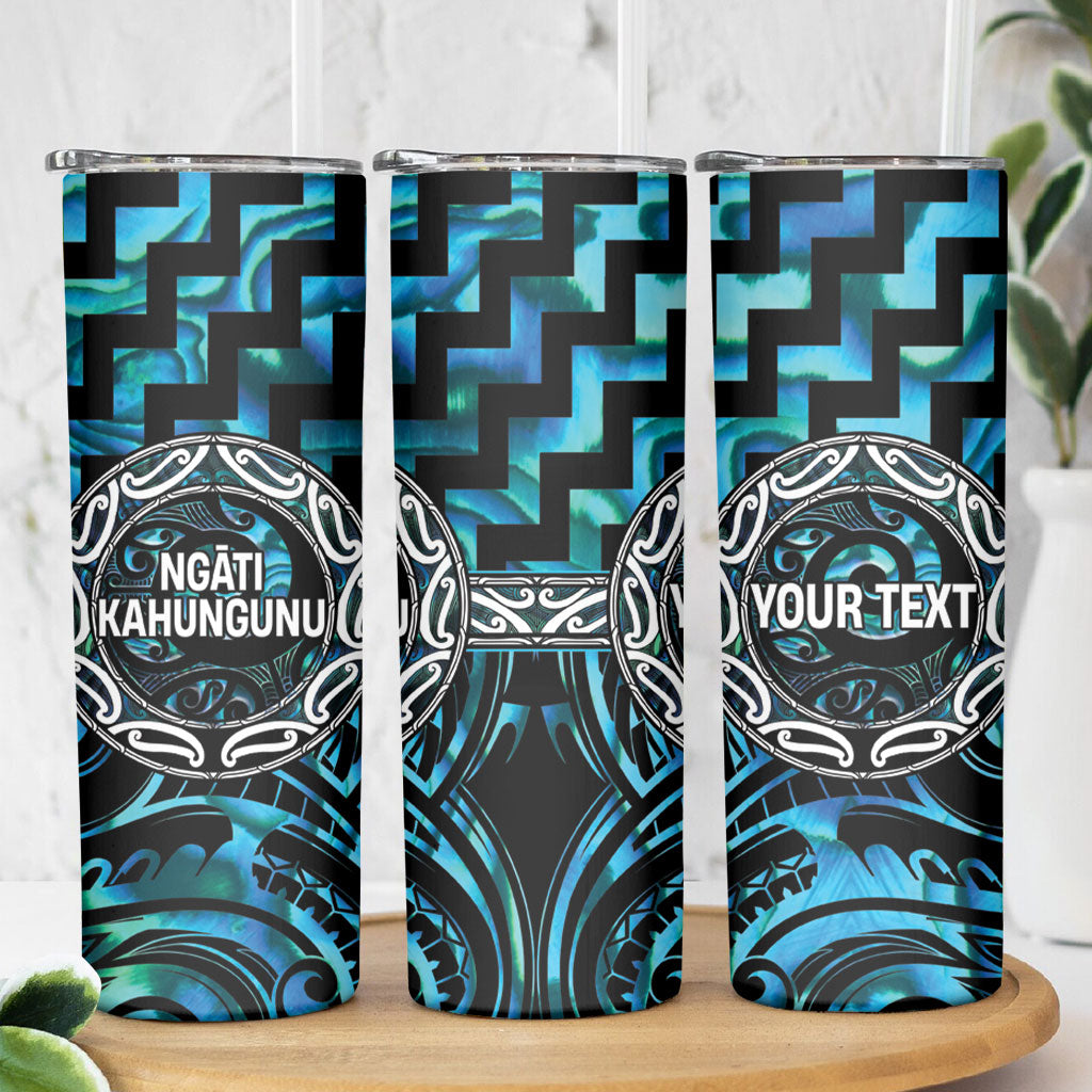 Aotearoa Ngati Kahungunu Personalised Skinny Tumbler Maori Iwi Poutama Puhoro Tattoo