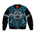 Aotearoa Ngati Kahungunu Personalised Sleeve Zip Bomber Jacket Maori Iwi Poutama Puhoro Tattoo