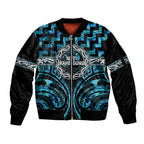 Aotearoa Ngati Kahungunu Personalised Sleeve Zip Bomber Jacket Maori Iwi Poutama Puhoro Tattoo