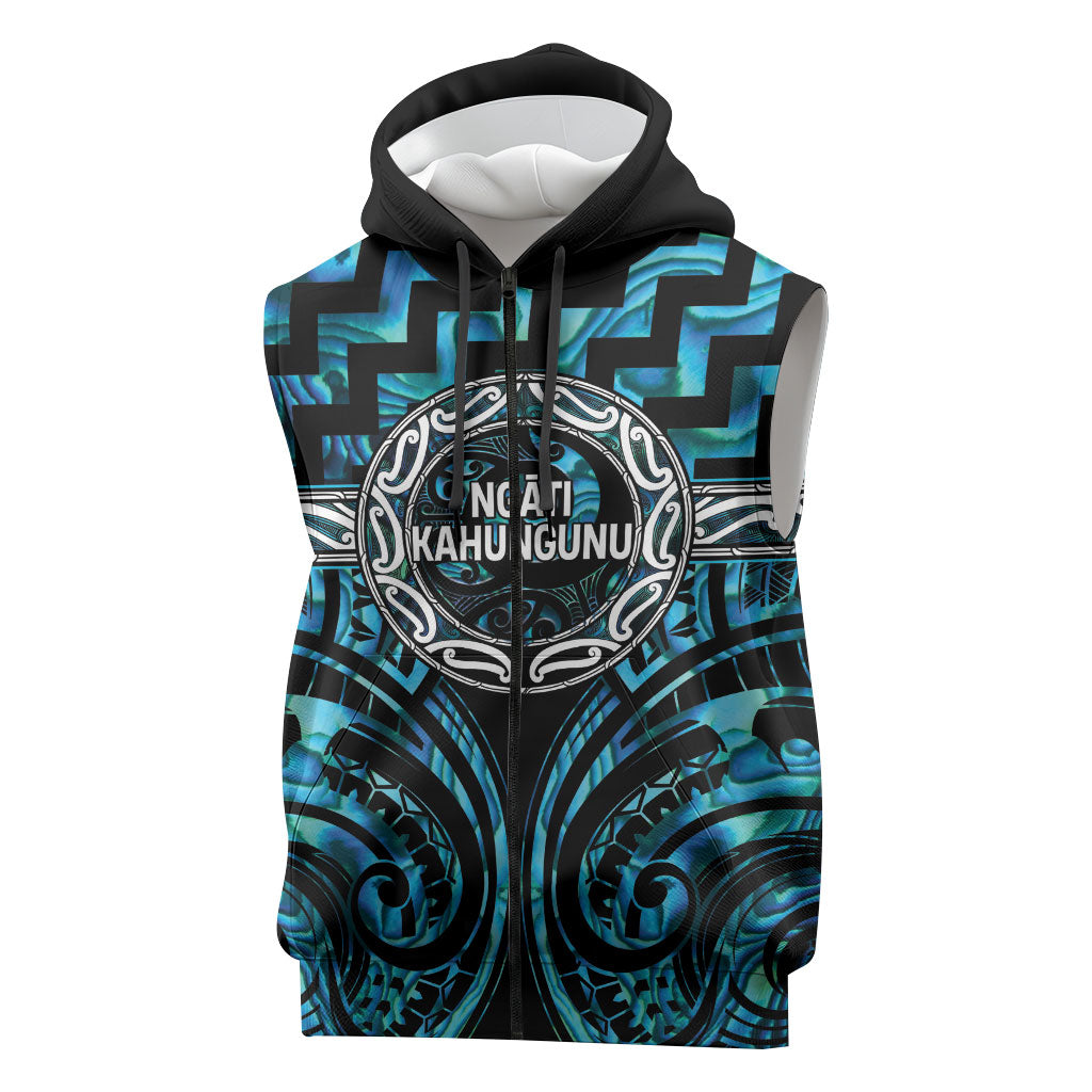 Aotearoa Ngati Kahungunu Personalised Sleeveless Zip Hoodie Maori Iwi Poutama Puhoro Tattoo