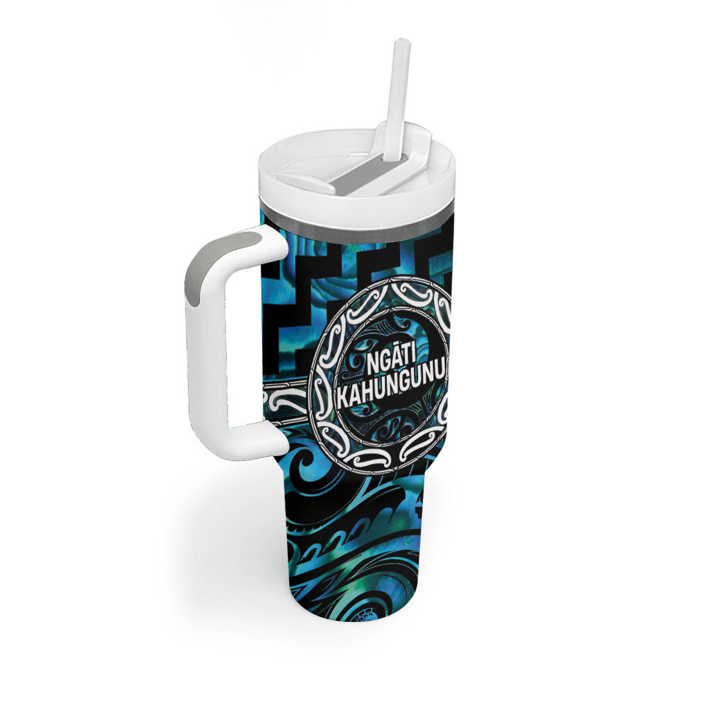 Aotearoa Ngati Kahungunu Personalised Tumbler With Handle Maori Iwi Poutama Puhoro Tattoo