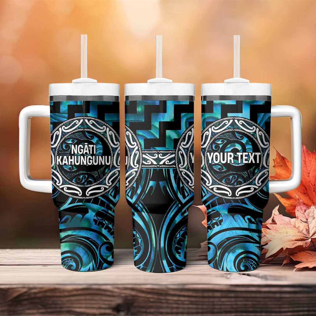 Aotearoa Ngati Kahungunu Personalised Tumbler With Handle Maori Iwi Poutama Puhoro Tattoo