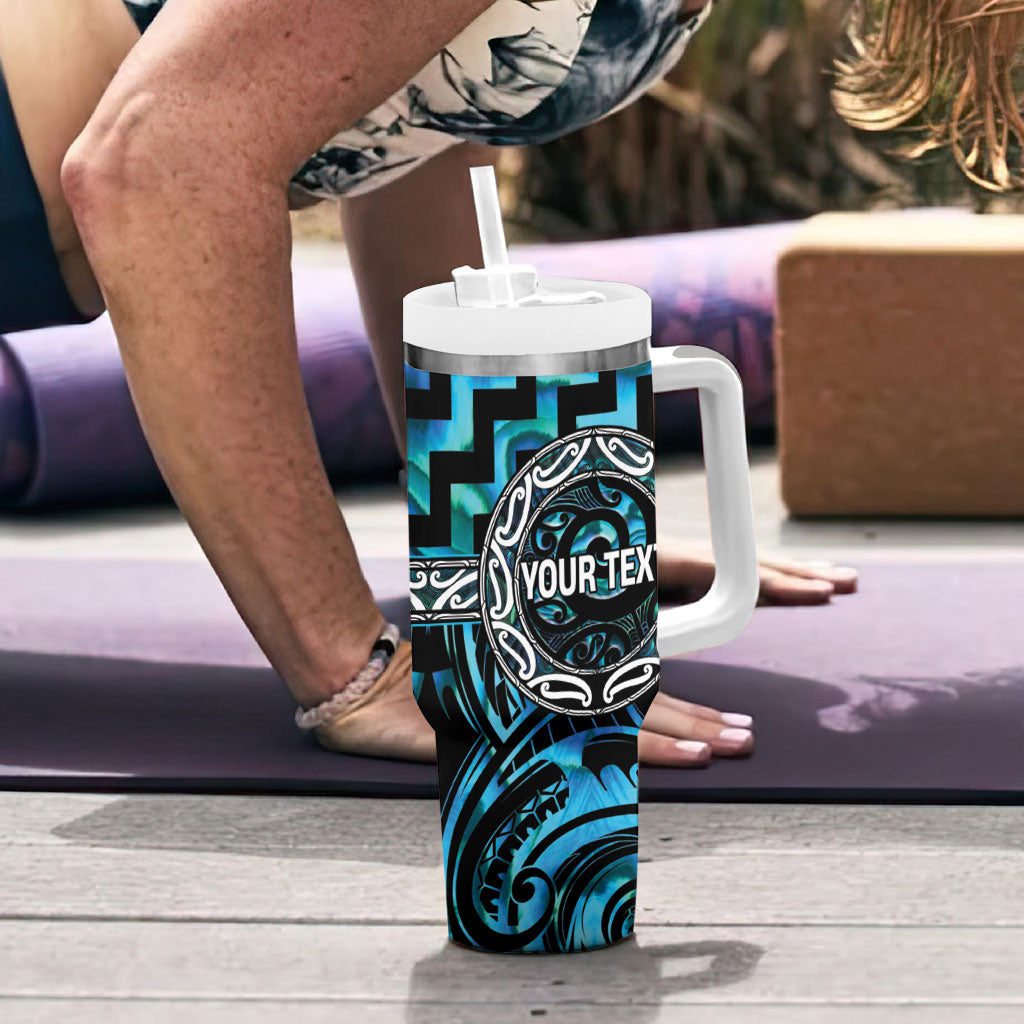 Aotearoa Ngati Kahungunu Personalised Tumbler With Handle Maori Iwi Poutama Puhoro Tattoo