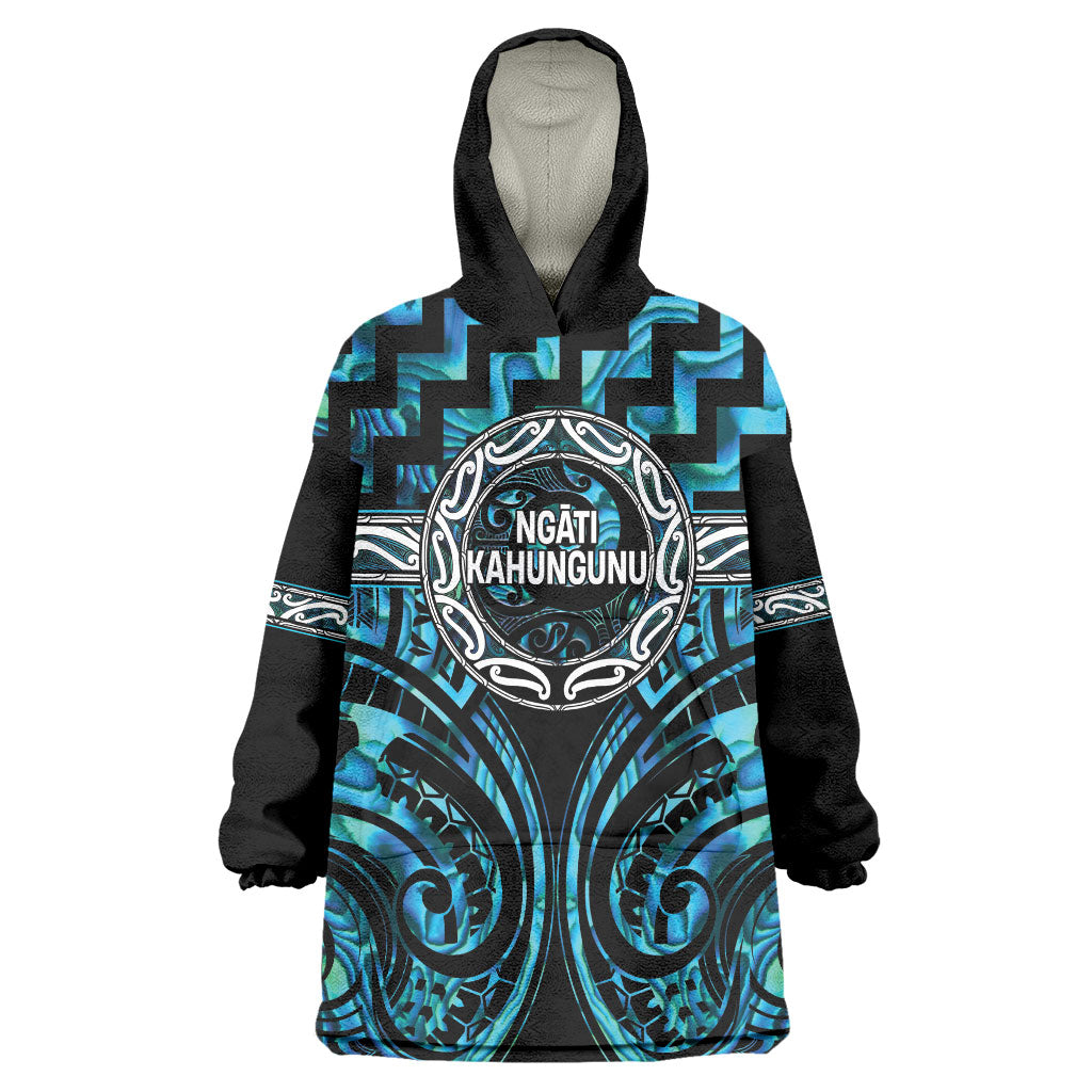 Aotearoa Ngati Kahungunu Personalised Wearable Blanket Hoodie Maori Iwi Poutama Puhoro Tattoo