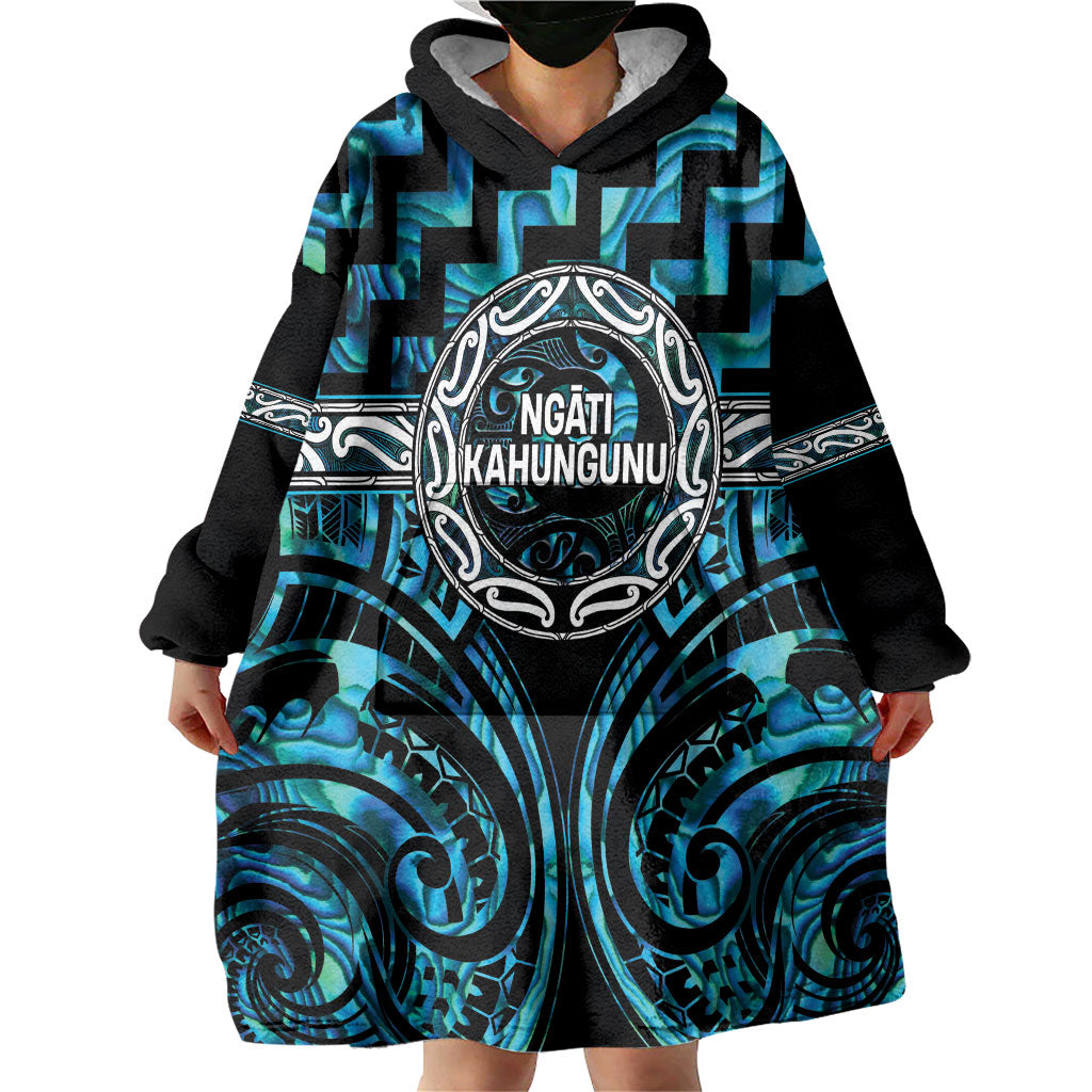 Aotearoa Ngati Kahungunu Personalised Wearable Blanket Hoodie Maori Iwi Poutama Puhoro Tattoo