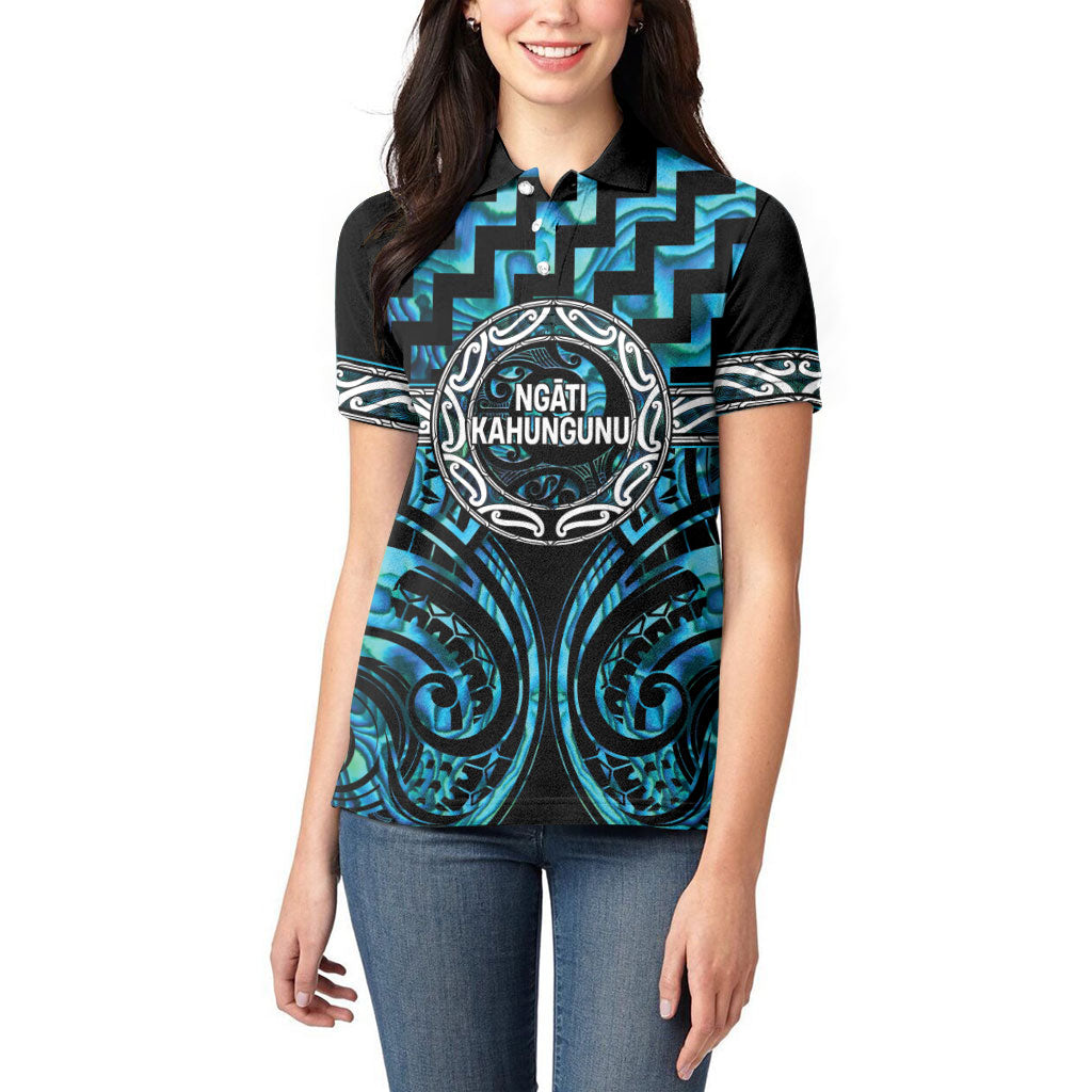 Aotearoa Ngati Kahungunu Personalised Women Polo Shirt Maori Iwi Poutama Puhoro Tattoo