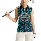 Aotearoa Ngati Kahungunu Personalised Women Sleeveless Polo Shirt Maori Iwi Poutama Puhoro Tattoo