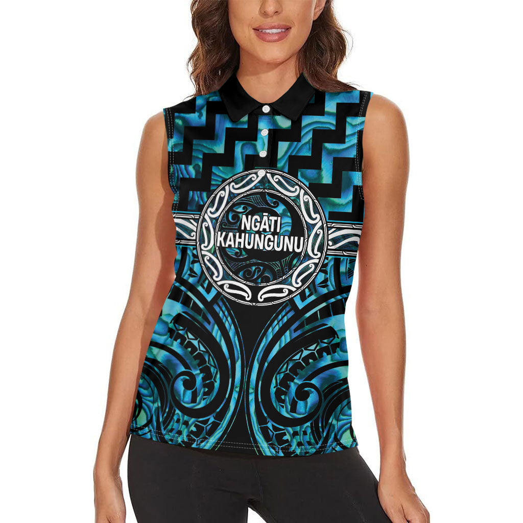 Aotearoa Ngati Kahungunu Personalised Women Sleeveless Polo Shirt Maori Iwi Poutama Puhoro Tattoo