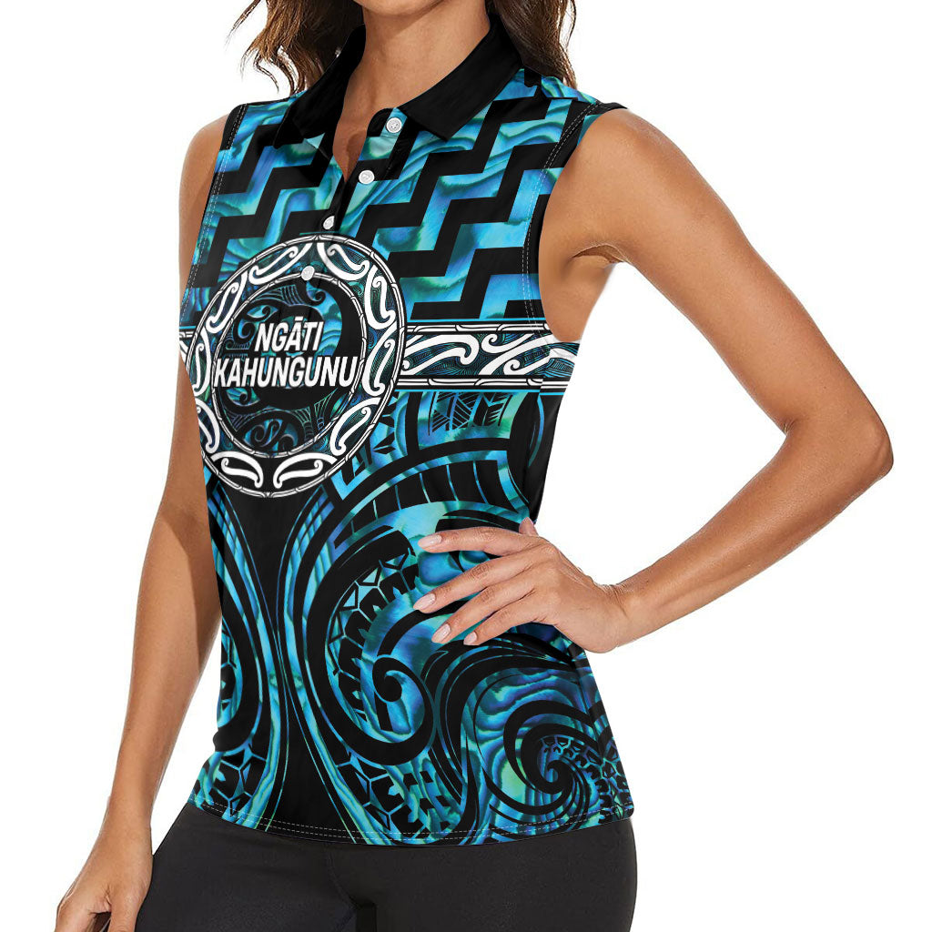 Aotearoa Ngati Kahungunu Personalised Women Sleeveless Polo Shirt Maori Iwi Poutama Puhoro Tattoo