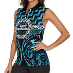 Aotearoa Ngati Kahungunu Personalised Women Sleeveless Polo Shirt Maori Iwi Poutama Puhoro Tattoo