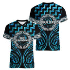 Aotearoa Ngati Kahungunu Personalised Women V-Neck T-Shirt Maori Iwi Poutama Puhoro Tattoo