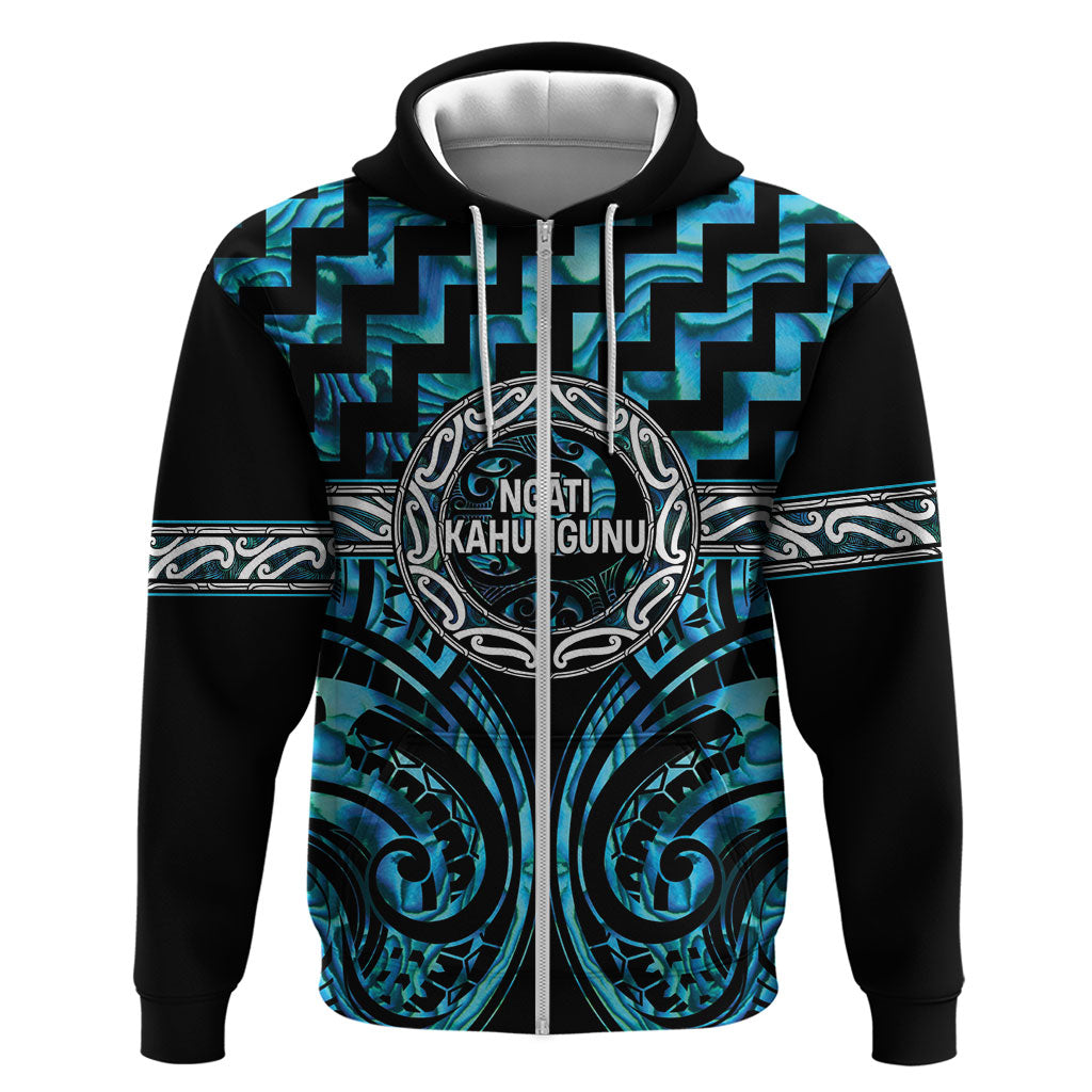 Aotearoa Ngati Kahungunu Personalised Zip Hoodie Maori Iwi Poutama Puhoro Tattoo