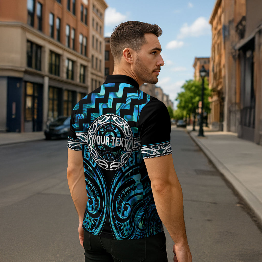 Aotearoa Ngati Kahungunu Personalised Zipper Polo Shirt Maori Iwi Poutama Puhoro Tattoo