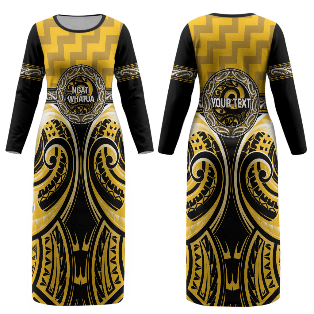 Aotearoa Ngati Whatua Personalised Couples Matching Long Sleeve Bodycon Dress and Long Sleeve Button Shirt Maori Iwi Poutama Puhoro Tattoo