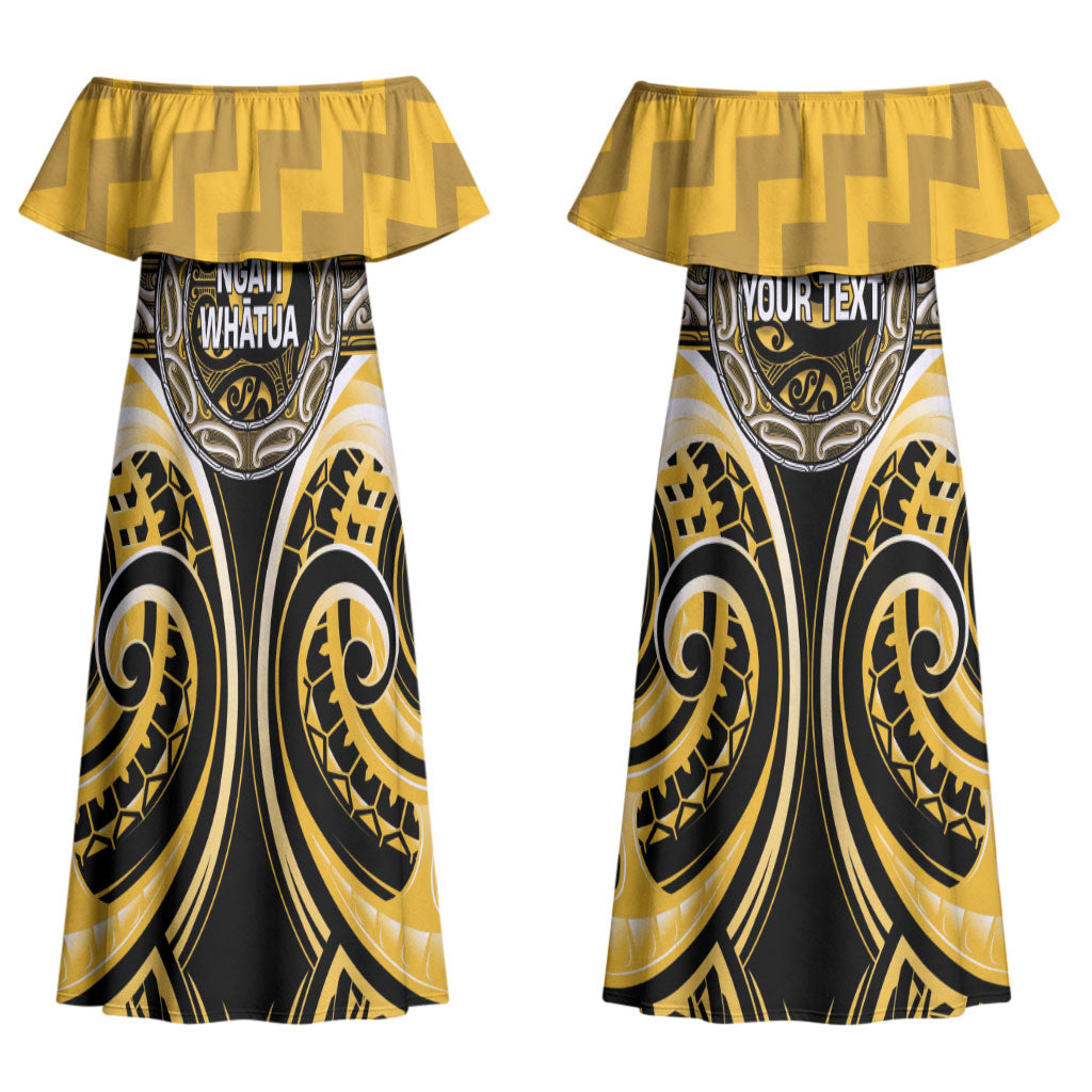 Aotearoa Ngati Whatua Personalised Couples Matching Off Shoulder Maxi Dress and Hawaiian Shirt Maori Iwi Poutama Puhoro Tattoo