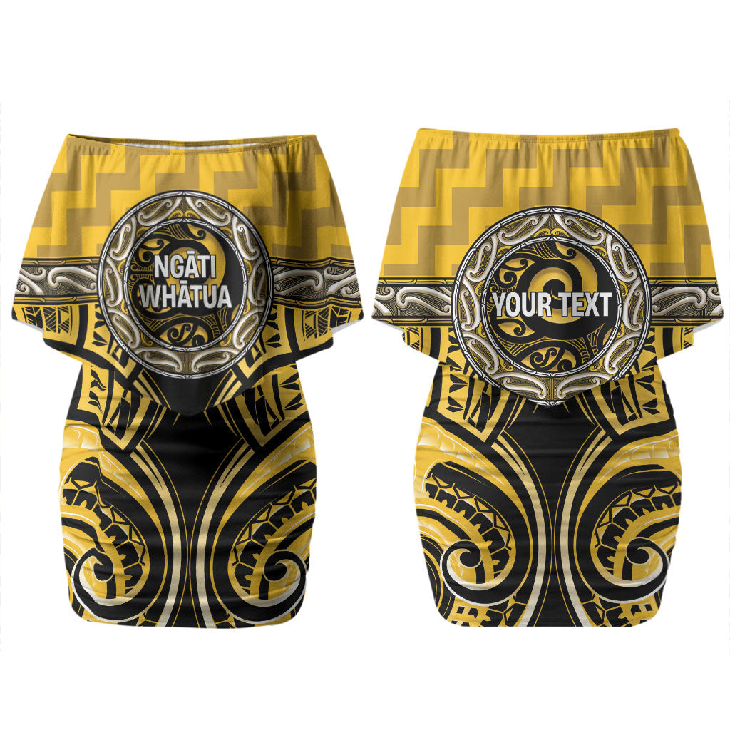 Aotearoa Ngati Whatua Personalised Couples Matching Off Shoulder Short Dress and Hawaiian Shirt Maori Iwi Poutama Puhoro Tattoo
