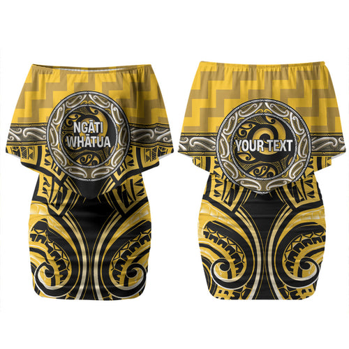 Aotearoa Ngati Whatua Personalised Couples Matching Off Shoulder Short Dress and Long Sleeve Button Shirt Maori Iwi Poutama Puhoro Tattoo