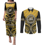 Aotearoa Ngati Whatua Personalised Couples Matching Puletasi and Long Sleeve Button Shirt Maori Iwi Poutama Puhoro Tattoo