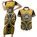 Aotearoa Ngati Whatua Personalised Couples Matching Short Sleeve Bodycon Dress and Hawaiian Shirt Maori Iwi Poutama Puhoro Tattoo