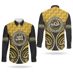 Aotearoa Ngati Whatua Personalised Couples Matching Short Sleeve Bodycon Dress and Long Sleeve Button Shirt Maori Iwi Poutama Puhoro Tattoo