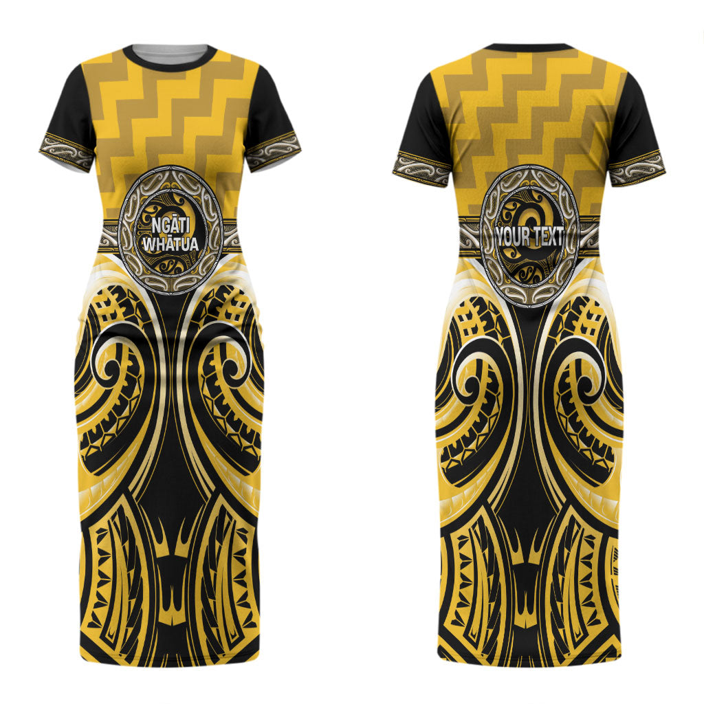 Aotearoa Ngati Whatua Personalised Couples Matching Short Sleeve Bodycon Dress and Long Sleeve Button Shirt Maori Iwi Poutama Puhoro Tattoo