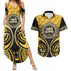 Aotearoa Ngati Whatua Personalised Couples Matching Summer Maxi Dress and Hawaiian Shirt Maori Iwi Poutama Puhoro Tattoo