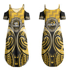Aotearoa Ngati Whatua Personalised Couples Matching Summer Maxi Dress and Hawaiian Shirt Maori Iwi Poutama Puhoro Tattoo