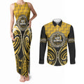 Aotearoa Ngati Whatua Personalised Couples Matching Tank Maxi Dress and Long Sleeve Button Shirt Maori Iwi Poutama Puhoro Tattoo