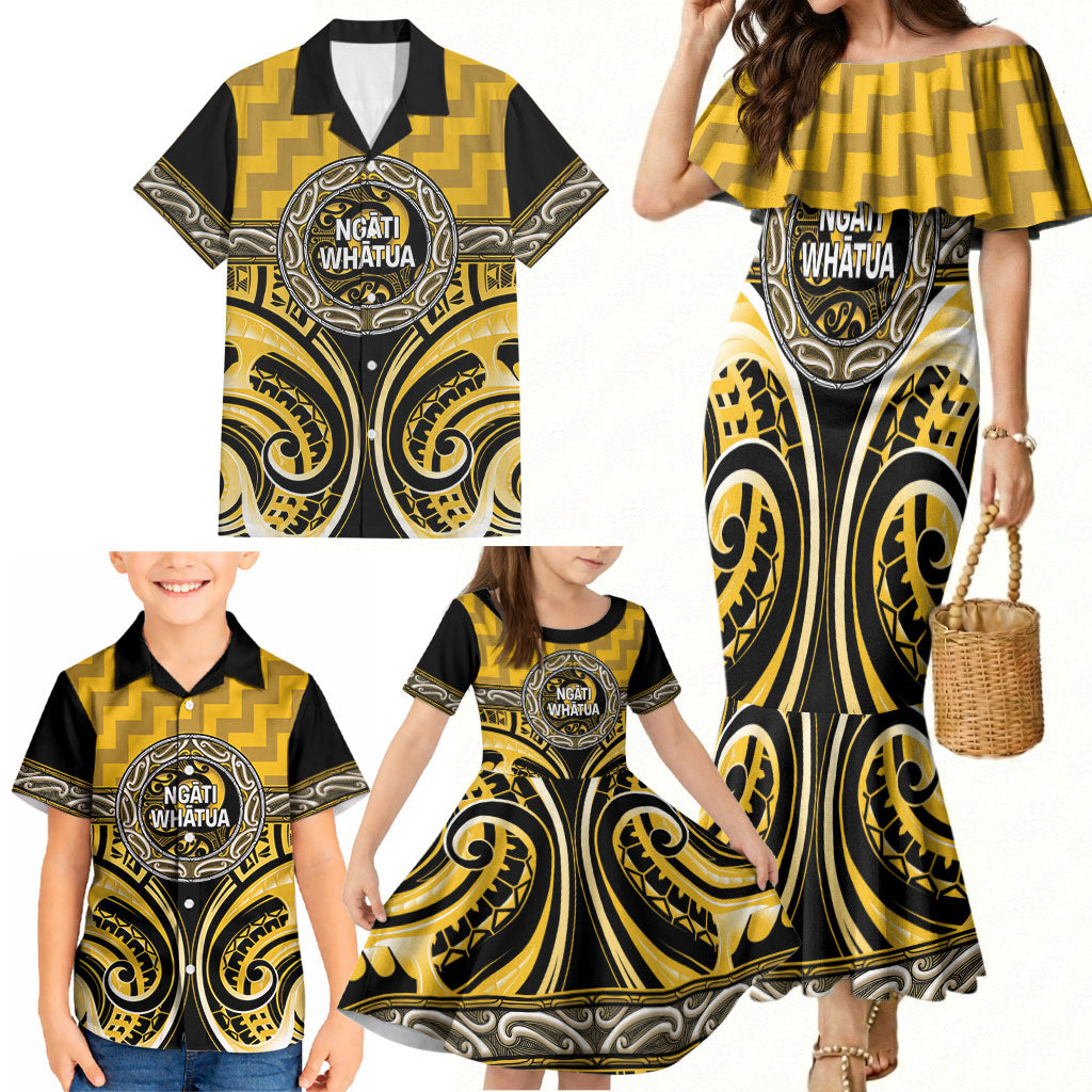 Aotearoa Ngati Whatua Personalised Family Matching Mermaid Dress and Hawaiian Shirt Maori Iwi Poutama Puhoro Tattoo