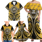 Aotearoa Ngati Whatua Personalised Family Matching Off Shoulder Maxi Dress and Hawaiian Shirt Maori Iwi Poutama Puhoro Tattoo