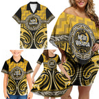 Aotearoa Ngati Whatua Personalised Family Matching Off Shoulder Short Dress and Hawaiian Shirt Maori Iwi Poutama Puhoro Tattoo