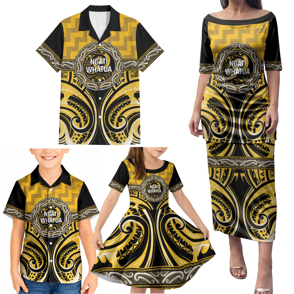 Aotearoa Ngati Whatua Personalised Family Matching Puletasi and Hawaiian Shirt Maori Iwi Poutama Puhoro Tattoo