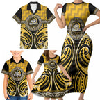 Aotearoa Ngati Whatua Personalised Family Matching Short Sleeve Bodycon Dress and Hawaiian Shirt Maori Iwi Poutama Puhoro Tattoo
