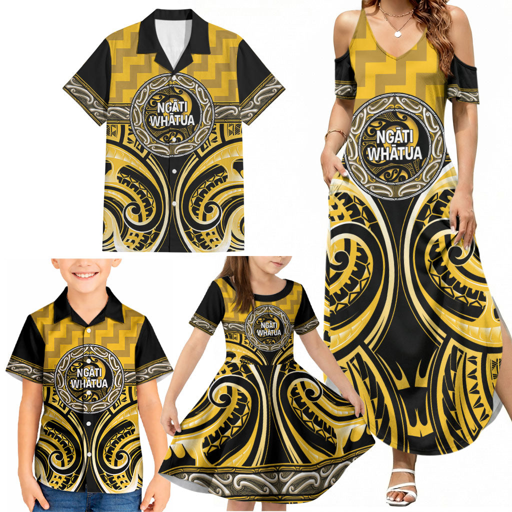 Aotearoa Ngati Whatua Personalised Family Matching Summer Maxi Dress and Hawaiian Shirt Maori Iwi Poutama Puhoro Tattoo