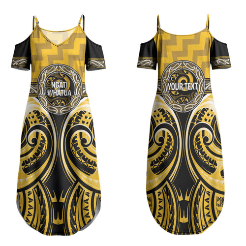Aotearoa Ngati Whatua Personalised Family Matching Summer Maxi Dress and Hawaiian Shirt Maori Iwi Poutama Puhoro Tattoo