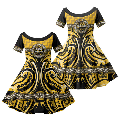 Aotearoa Ngati Whatua Personalised Family Matching Summer Maxi Dress and Hawaiian Shirt Maori Iwi Poutama Puhoro Tattoo