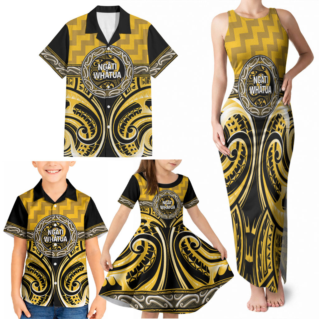 Aotearoa Ngati Whatua Personalised Family Matching Tank Maxi Dress and Hawaiian Shirt Maori Iwi Poutama Puhoro Tattoo