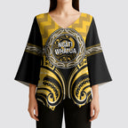 Aotearoa Ngati Whatua Personalised Kimono Sleeve Blouse Maori Iwi Poutama Puhoro Tattoo