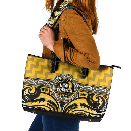 Aotearoa Ngati Whatua Leather Tote Bag Maori Iwi Poutama Puhoro Tattoo
