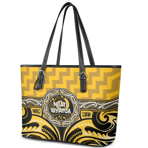 Aotearoa Ngati Whatua Leather Tote Bag Maori Iwi Poutama Puhoro Tattoo
