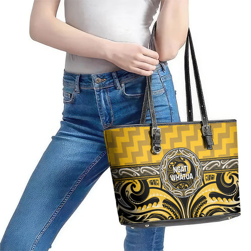 Aotearoa Ngati Whatua Leather Tote Bag Maori Iwi Poutama Puhoro Tattoo