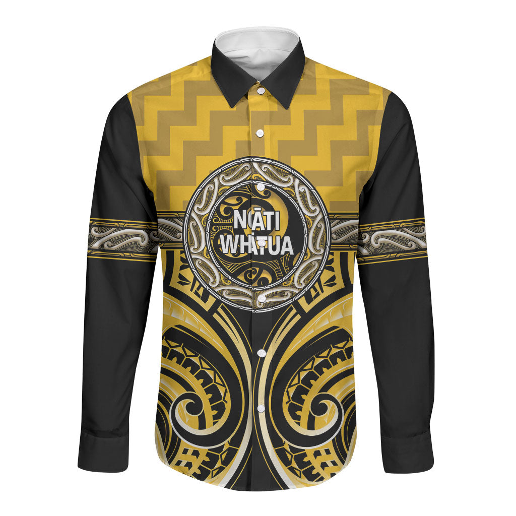 Aotearoa Ngati Whatua Personalised Long Sleeve Button Shirt Maori Iwi Poutama Puhoro Tattoo