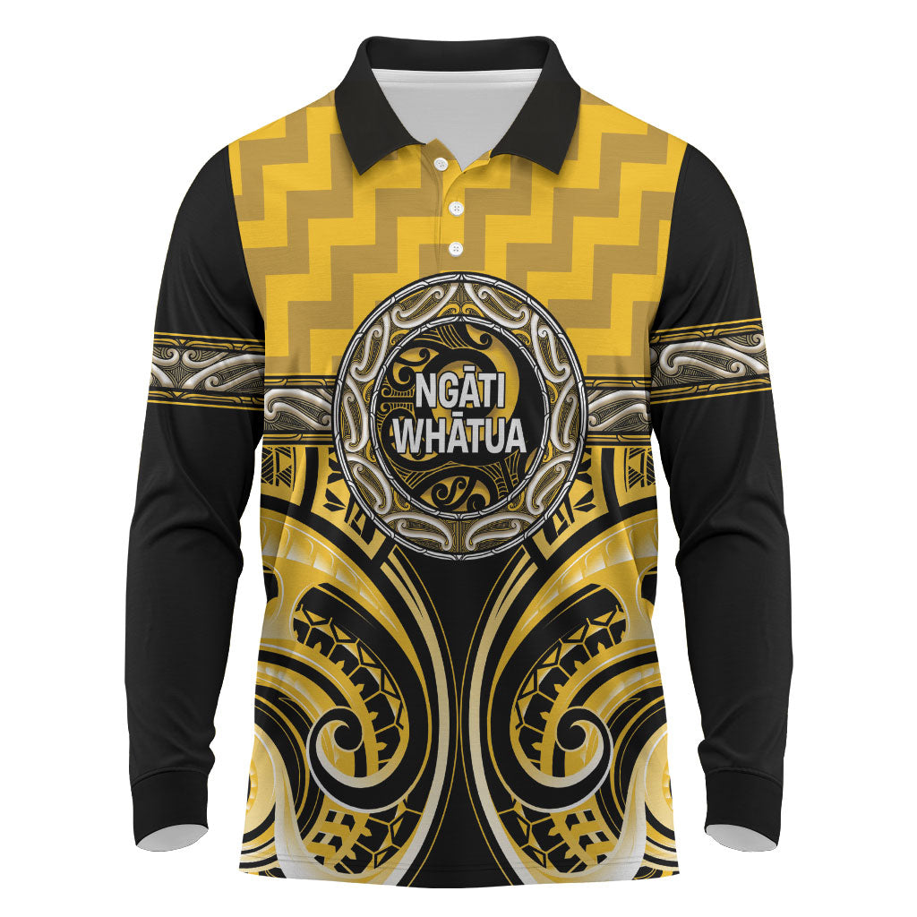 Aotearoa Ngati Whatua Personalised Long Sleeve Polo Shirt Maori Iwi Poutama Puhoro Tattoo