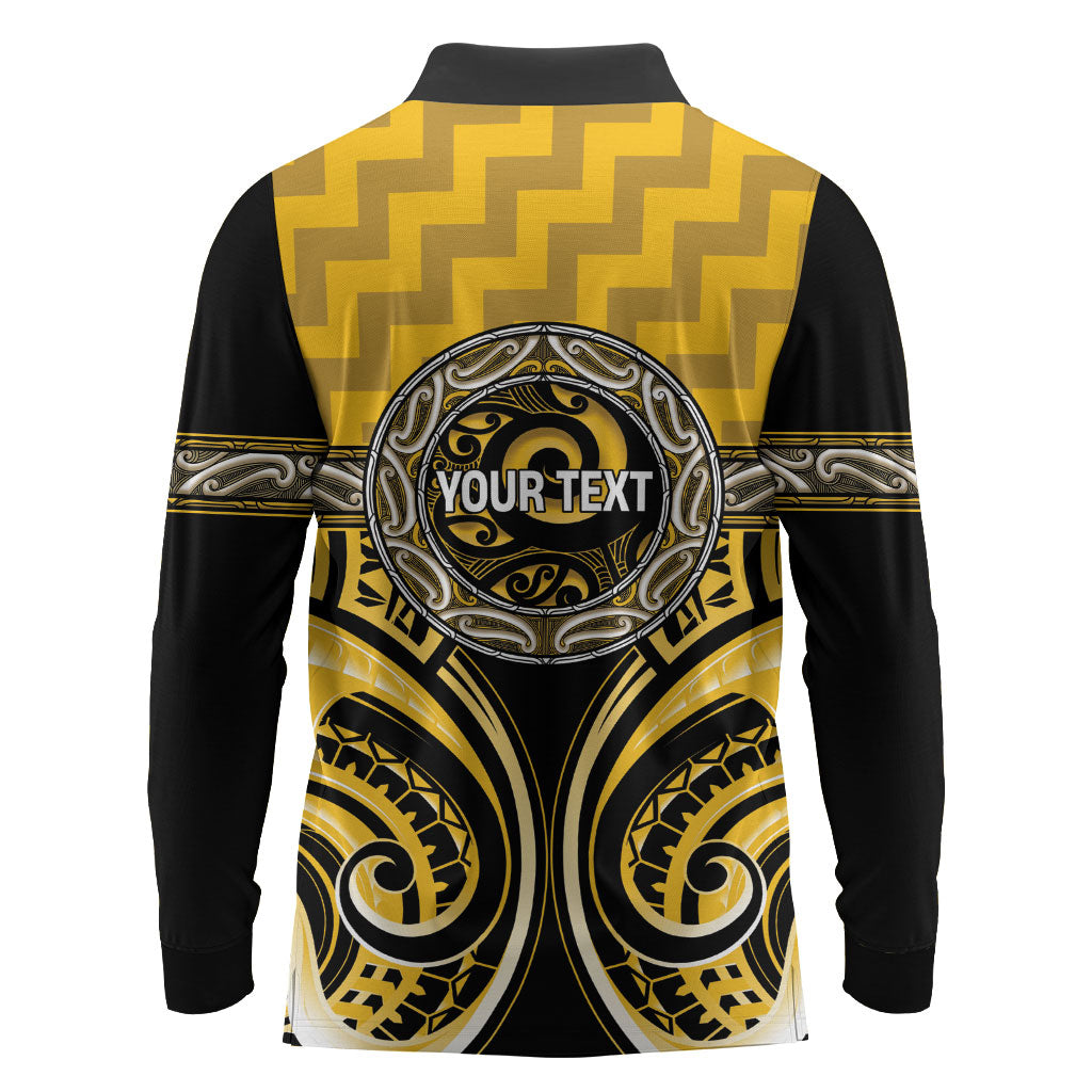 Aotearoa Ngati Whatua Personalised Long Sleeve Polo Shirt Maori Iwi Poutama Puhoro Tattoo