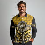 Aotearoa Ngati Whatua Personalised Long Sleeve Polo Shirt Maori Iwi Poutama Puhoro Tattoo